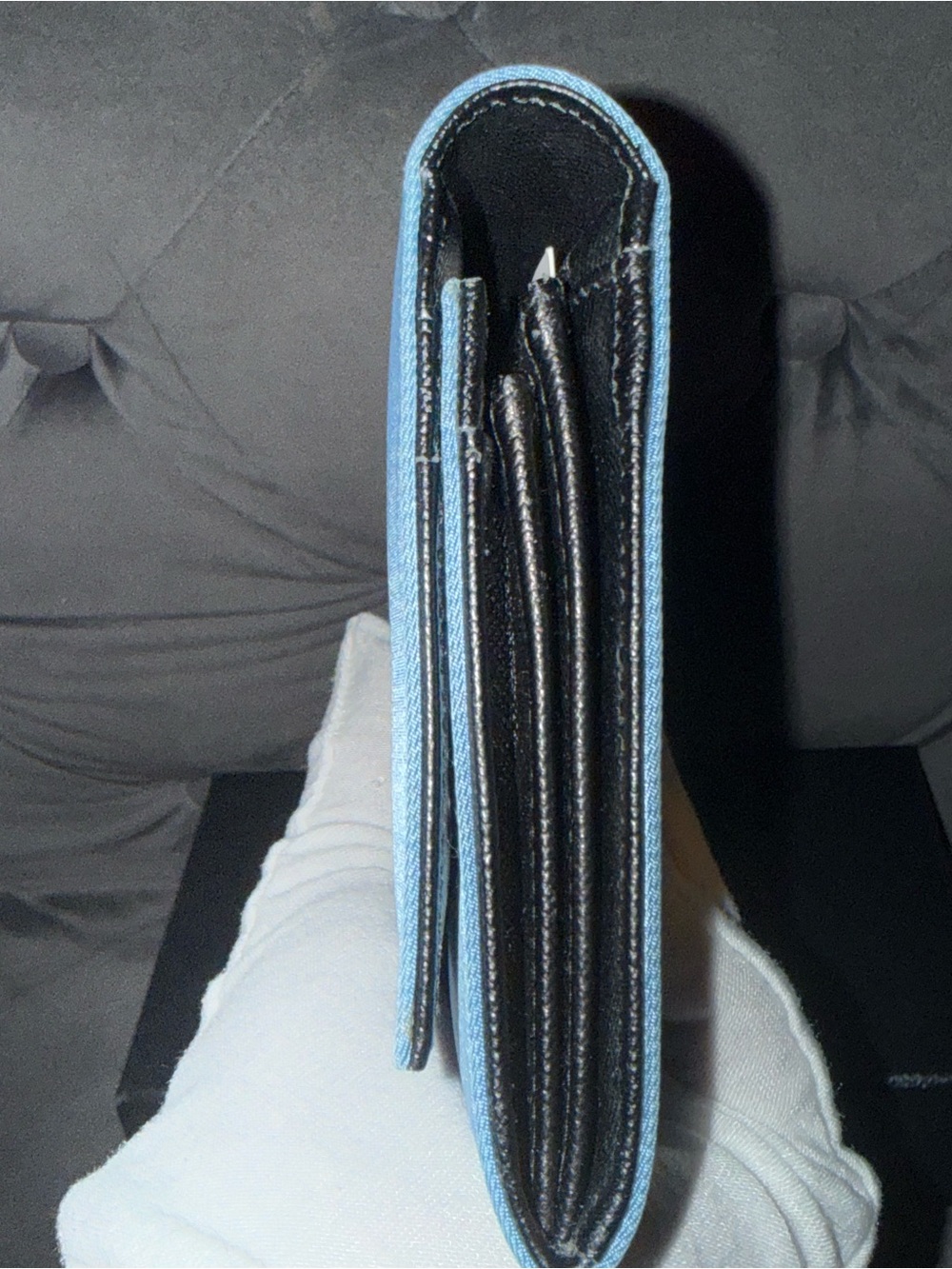 🔥Like New In inclusion Prada Tessuto Nylon Flap Wallet Blue - Picture 12 of 15